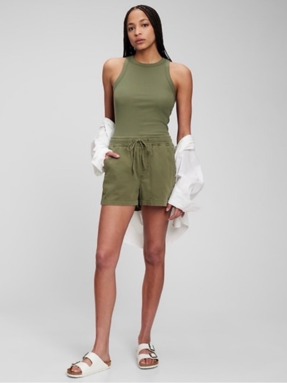 GAP Olive Drawstring Everyday Cotton Shorts